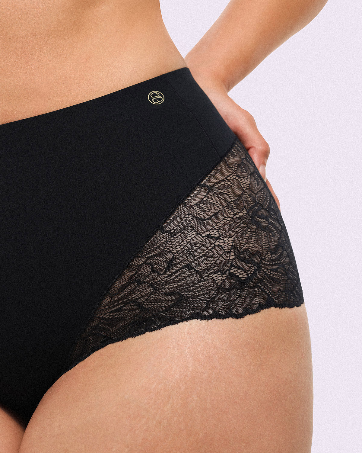Bare Essentials™ MeshSmooth™ Mid-Waist Lace Brief