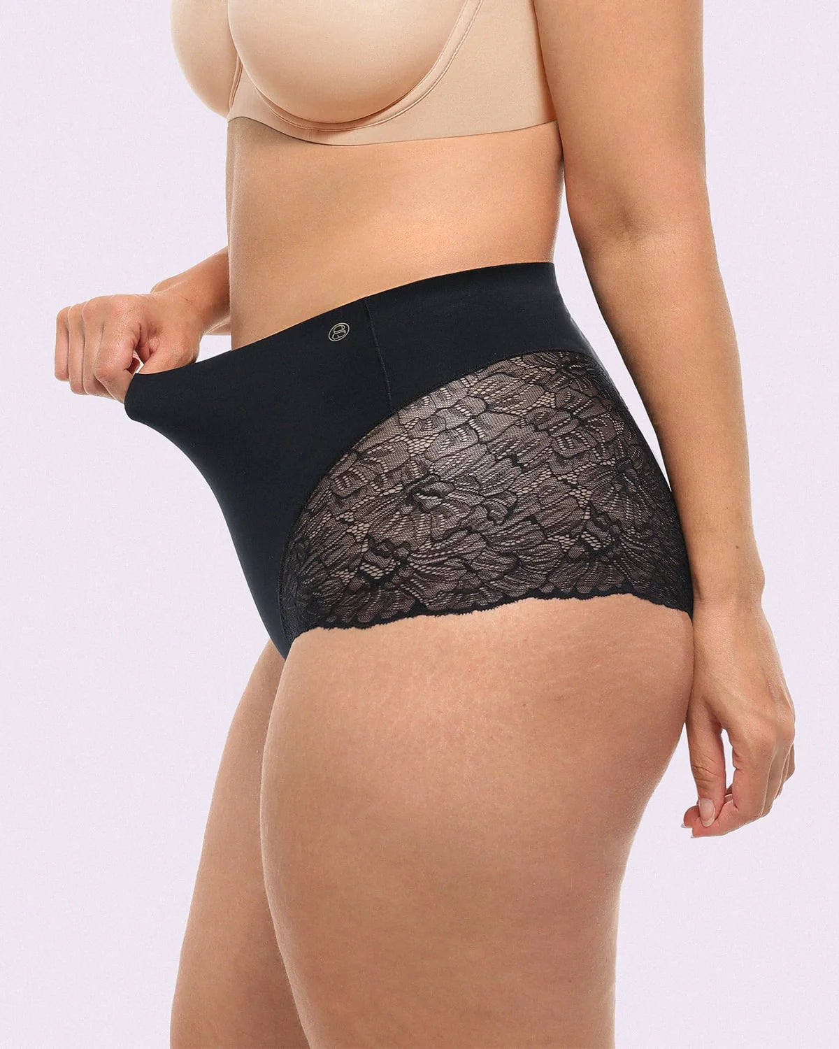 Bare Essentials™ MeshSmooth™ Mid-Waist Lace Brief